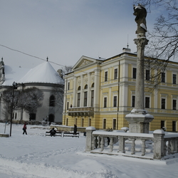 Town Hall - The Maria Column with the statue of the Immaculate Spišská Nová Ves in the summer - Perfect climate - in winter cold, warm in summer